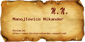 Manojlovics Nikander névjegykártya